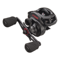 Black low-profile baitcasting fishing reel with red "13 Fishing" branding and dual ergonomic foam handles, designed for precision casting, model 13 Fishing Inception G2.