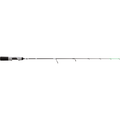 13 Fishing Wicked Ice Rod designed for ice fishing, featuring a lightweight black and white build with multiple line guides and a comfortable grip handle.