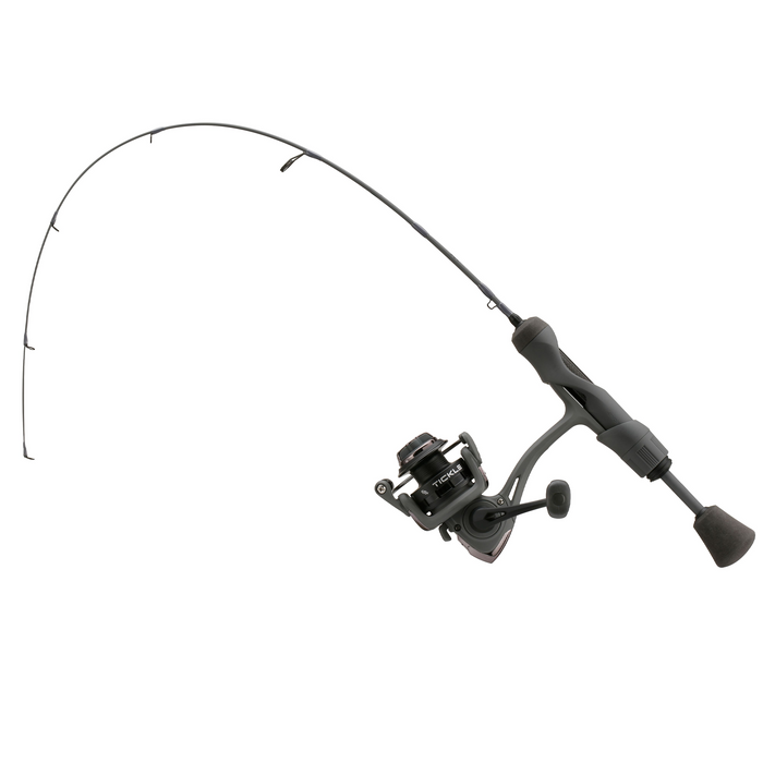 13 Fishing Wicked Stealth Combo featuring a lightweight black fishing rod with ergonomic handle and spinning reel, designed for smooth performance in fishing tackle.