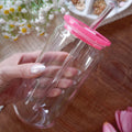 16oz Glass Can | Clear Cup + Hot Pink Plastic Lid