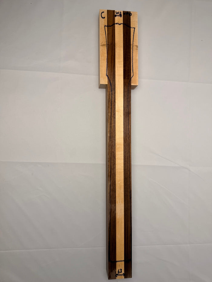 Multi Laminate Guitar Neck Blank - Walnut - Maple (c)