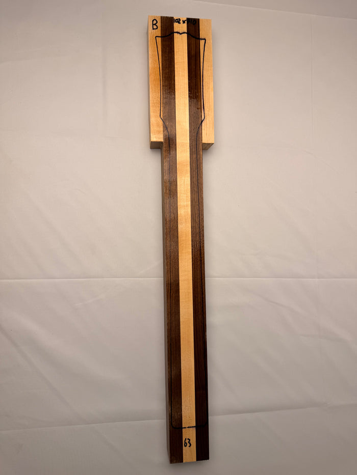 Multi Laminate Guitar Neck Blank - Walnut - Maple (b)