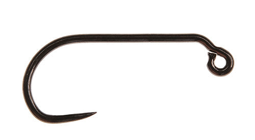 Ahrex AFW555 Barbless CZ Mini Jig fishing hook with a sharp point and eyelet, designed for use in fishing tackle and lure applications.