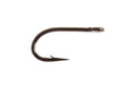 Close-up of a single Ahrex FW506 Dry Fly Mini fishing hook with a sharp point and small barb, designed for fly fishing tackle applications.