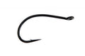 Ahrex FW520 Emerger Hook shown in black with a round bend and an offset eye, designed for use in fishing tackle and fly fishing applications.