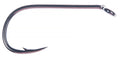 Ahrex FW562 Short Nymph Hook shown in close-up detail, featuring a sharp curved point with an eyelet for attaching fishing tackle.