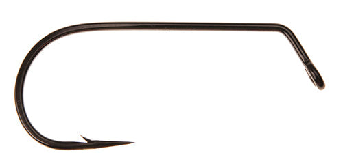 Ahrex PR370 60 Degree Bent Streamer Hook in dark metal finish, designed for fly fishing with a sharp pointed tip and an angled shank for secure lure attachment.
