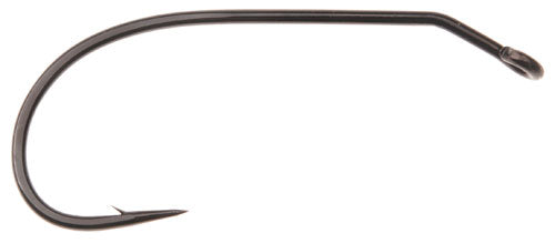 Ahrex TP650 26 Degree Bend Streamer hook in black, featuring a sharp single hook design ideal for fly fishing and musky tackle applications.