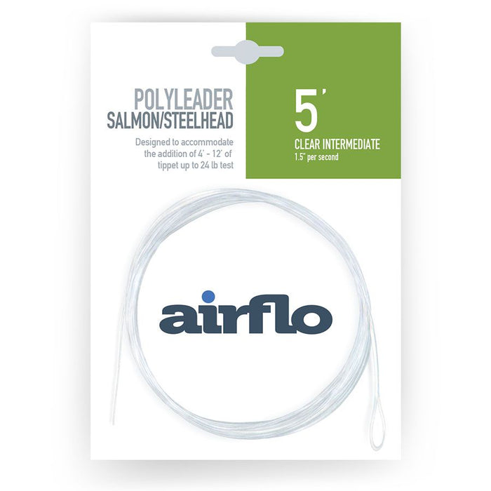 Airflo Polyleaders Salmon/Steelhead 5-foot clear intermediate fishing leader designed for salmon and steelhead, suitable for adding tippet up to 24 lb test.