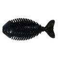 Alfheid Jagged Gill black segmented fishing lure shaped like a fish with ribbed body and detailed tail fin designed for fishing tackle use.