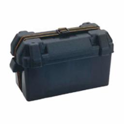 Attwood 9084-1 Battery Box - Large, 29/31 Series, Vented in dark durable plastic with secure latches, designed for marine use to protect and ventilate batteries.