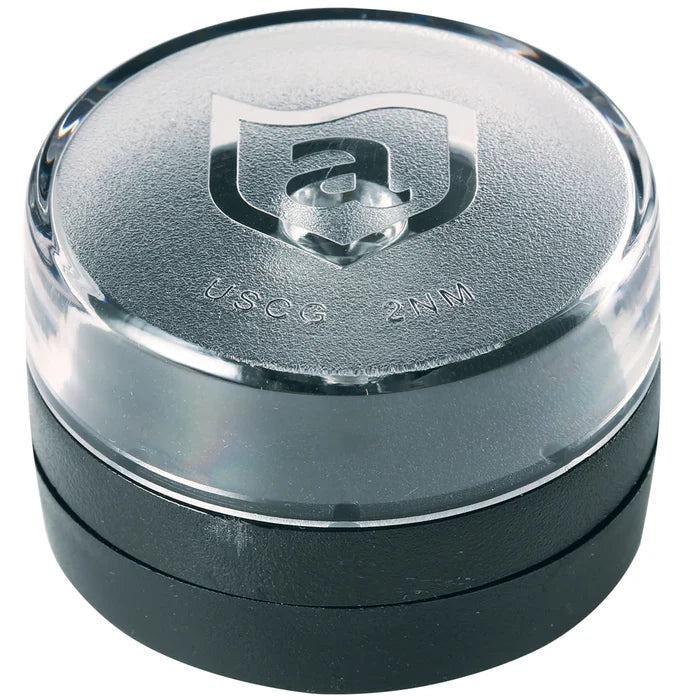 Attwood LED Waketower All-Round Light 5580A7 marine safety light with clear domed top and black base designed for visibility up to 2 nautical miles.
