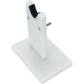 Batson Enterprises Vertical Stand for Hand Wrapper made of white durable plastic with a metal pin and black padded area, designed for securely holding fishing tackle wrapping tools.