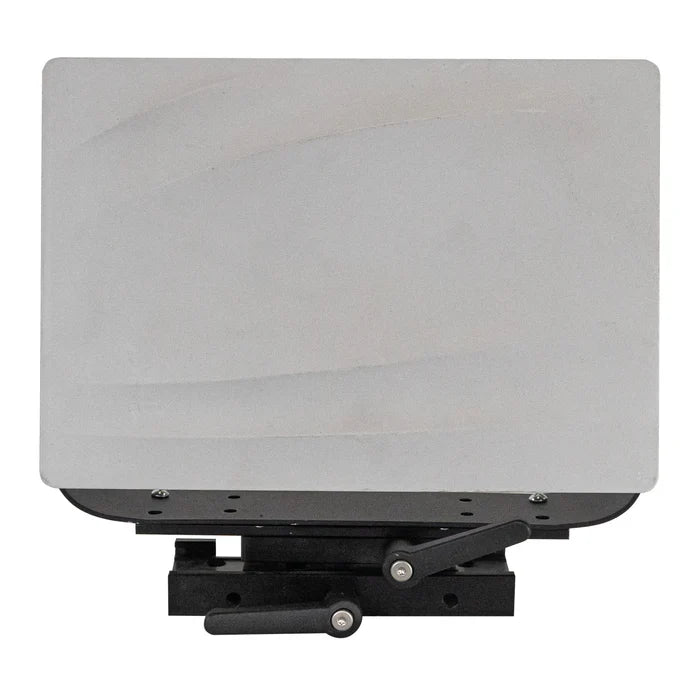 Beatdown Outdoors LocDown Pivot and Slide boat accessory featuring a gray rectangular platform with black adjustable mounting hardware for fishing tackle or marine electronics.