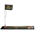 Beaver Dam Snot Rocket Tip-Up featuring a black flag with yellow text and a rocket graphic, designed for ice fishing with a sturdy metal spring mechanism and detailed fish artwork on the base.