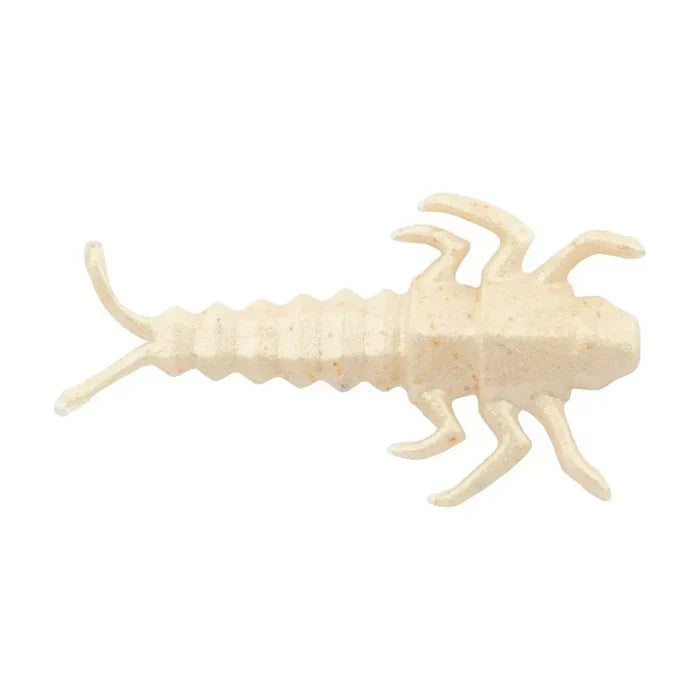 Berkley Gulp! Alive! Stonefly fishing lure in a natural off-white color with a segmented body and multiple legs designed to mimic a stonefly insect for effective fishing tackle use.