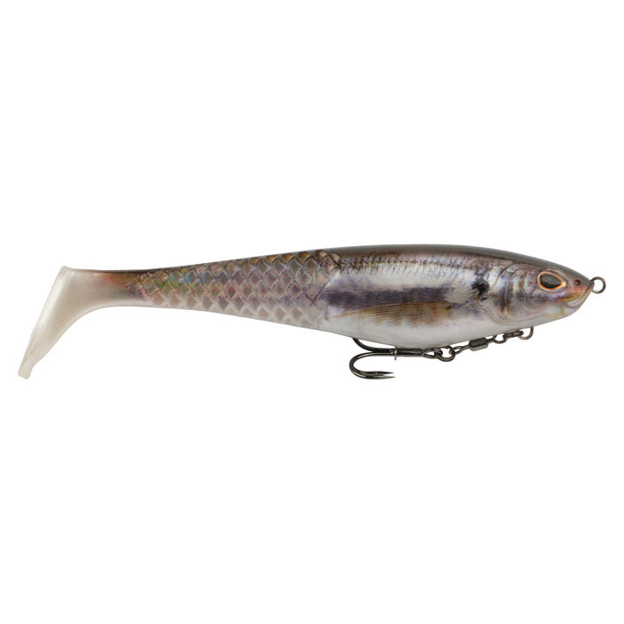 Berkley PowerBait CullShad Swimbait featuring a lifelike shad design with realistic scales and colors, equipped with sharp treble hooks for effective fishing tackle use.