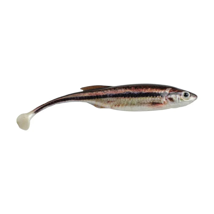 Berkley PowerBait Drip Swimmer fishing lure designed to mimic a small baitfish with realistic coloring and a soft paddle tail for lifelike swimming action.