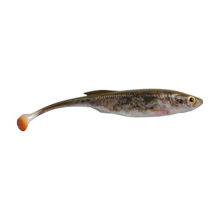 Berkley PowerBait Drip Swimmer fishing lure designed to mimic a small baitfish with a natural color pattern and paddle tail for lifelike swimming action.