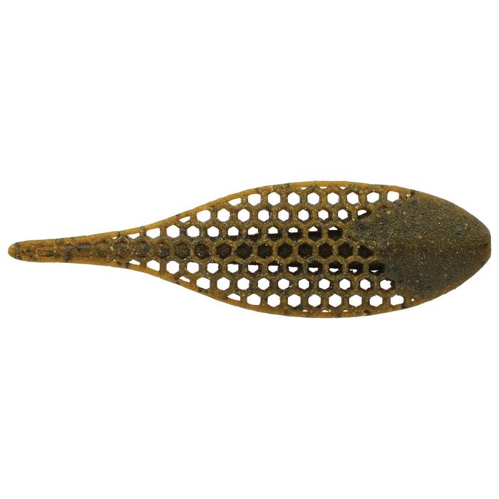 Berkley PowerBait Flux-Gill soft fishing lure with a honeycomb pattern, designed for effective water movement and attracting fish in freshwater environments.