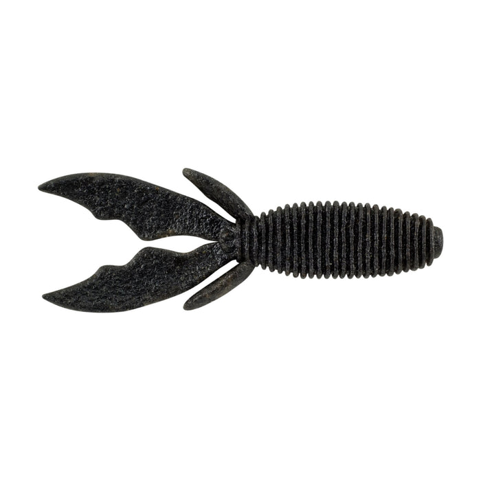 Berkley PowerBait MaxScent Creature Hawg is a soft, ribbed fishing lure in dark color with multiple appendages designed for lifelike movement to attract fish.