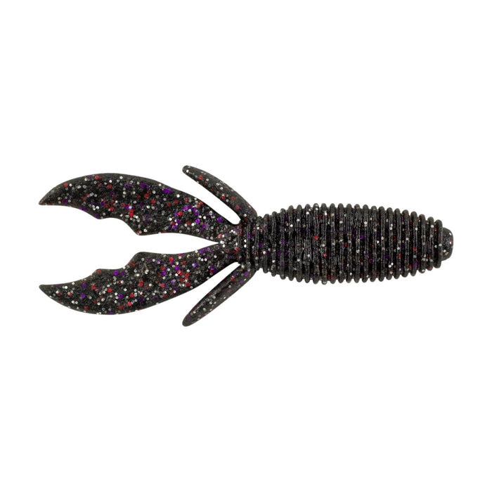 Berkley PowerBait MaxScent Creature Hawg soft fishing lure in dark color with red and purple flecks, designed to mimic a creature bait for effective fishing tackle use.