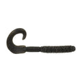 Berkley PowerBait MaxScent Lunch Worm in dark color with a ribbed body and curled tail designed as a soft fishing lure for attracting fish in various water conditions.