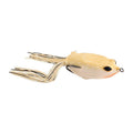Berkley Swamp Lord Hollow Body Frog fishing lure in beige with black eyes and natural-colored rubber legs, designed for freshwater fishing tackle.