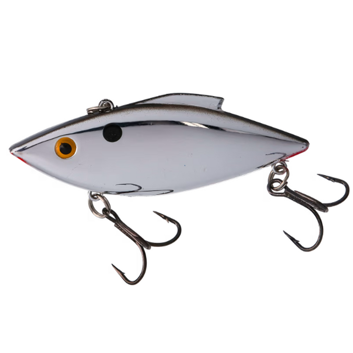 Bill Lewis Rat-L-Trap - Standard fishing lure with a sleek chrome finish, two treble hooks, and detailed eye for attracting musky and other sport fish.