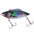 Bill Lewis Rat-L-Trap - Super Trap fishing lure with a shiny, holographic silver and black fish design and two sharp treble hooks for freshwater fishing tackle.