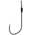 Single black metal fishing hook with an extended shank and a sharp curved point, designed as a BKK Armor-Point Long Shank Dropshot Hook ideal for precision fishing tackle use.