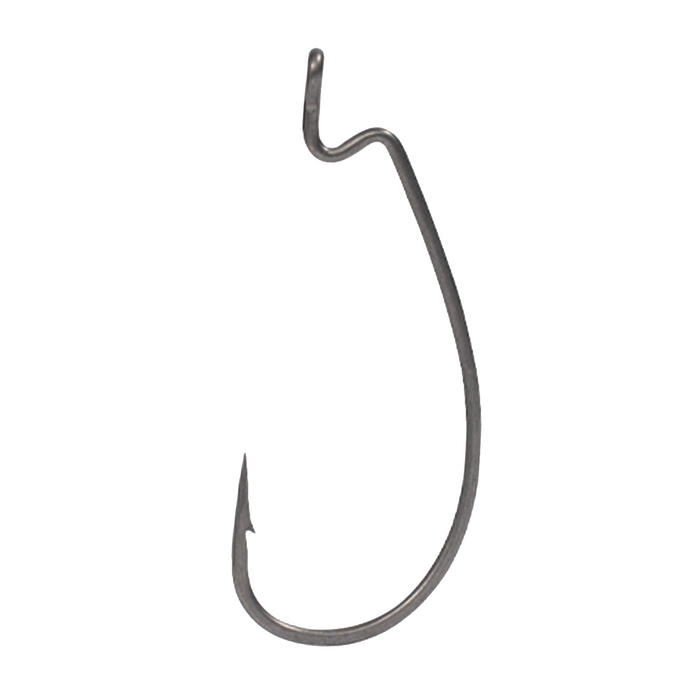 Single BKK Armor-Point Offset Worm WG-HD Hook in dark metal with a sharp point and offset bend designed for fishing tackle applications.