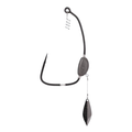 BKK TitanDiver+ Swimbait Hook featuring a sharp black hook, curved wire arm with spiral bait keeper, and a weighted blade designed for effective fishing tackle use.