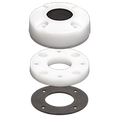 Blue Sea Systems CableClam 0.83" 1002, a white circular cable mounting clamp with multiple holes and a black gasket, designed for secure organization of fishing tackle and marine electronics cables.