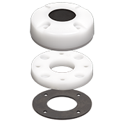 Blue Sea Systems CableClam 0.83" 1002, a white circular cable mounting clamp with multiple holes and a black gasket, designed for secure organization of fishing tackle and marine electronics cables.