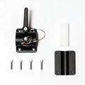 Brew City Base and Rail Bottom mounting hardware kit in black with lever, a protective white spacer, black mounting bracket, and four metal screws arranged on a white background.