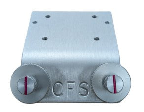 Brew City Depth Finder Track Mounts (Cisco) in brushed metal finish with two adjustable screws for secure installation, designed for marine electronics and fishing tackle use.