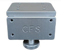 Brew City Depth Finder Track Mounts (Cisco) made of sturdy metal with a matte finish, featuring multiple screw holes and a knurled adjustment knob for secure mounting of marine electronics.
