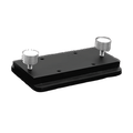 Brew City Track Insert 000-1006, a black rectangular mounting plate with two silver adjustment knobs, designed for secure attachment in fishing rod and marine electronics setups.