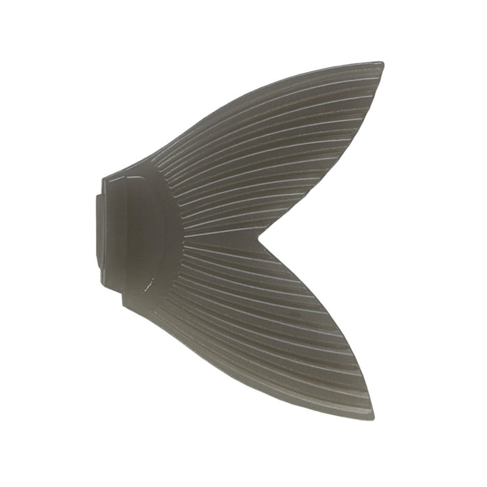 Bucca Trick Shad Replacement Tails in olive green, designed for fishing tackle use, featuring ribbed, forked tail shape to enhance lure movement in water.