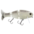 Bull Shad 6" Wake Shad Knocker fishing lure with segmented body in natural shad color, detailed scales, lifelike eyes, and two treble hooks designed for musky fishing and fishing tackle use.