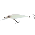 Caperlan MNWDD 76 SP fishing lure with a sleek, elongated white body, lifelike eyes, and two sharp treble hooks designed for effective fishing tackle performance.