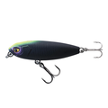 Caperlan STK 45 F fishing lure with a sleek black and green body, detailed fish-eye design, and two sharp treble hooks for effective fishing tackle use.