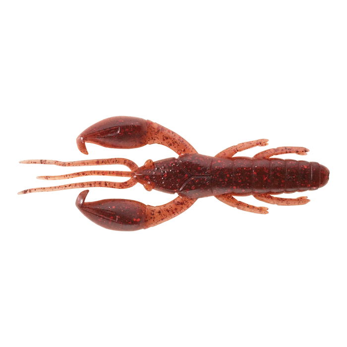 Caperlan Yubari CRW soft plastic fishing lure shaped like a red and brown speckled crawfish with detailed claws and antennae for use in fishing tackle.