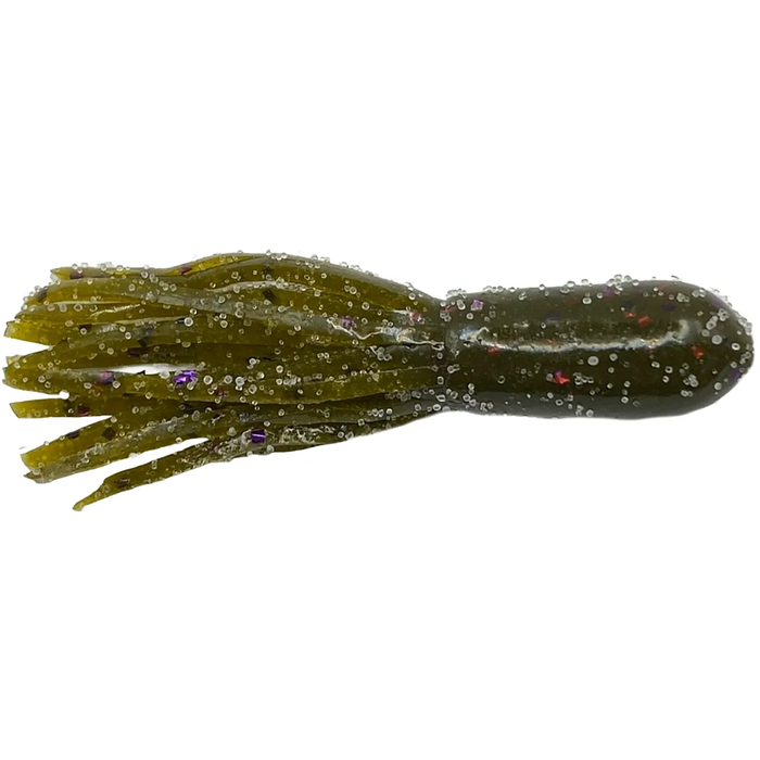 Cast Again Tackle 2.25" Finesse Salty Tubes (Bulk Pack) fishing lure in green with glitter, designed for finesse fishing and soft bait presentations.
