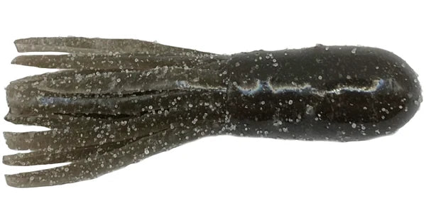 Cast Again Tackle 2.25" Salty Tubes (Bulk Pack), a soft plastic fishing lure in dark green with silver glitter, designed for musky and freshwater fishing tackle.