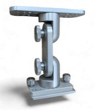 Cisco Dual Articulating Mounts in silver metal with adjustable knobs, designed for secure mounting and versatile positioning in fishing or marine electronics setups.