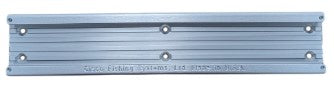 Cisco Sure Stop Track in silver metal with multiple screw holes for mounting, designed for secure attachment of fishing rods and reels in marine or fishing tackle setups.