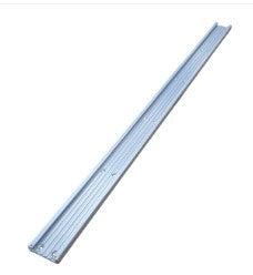 Long silver metal Cisco Sure Stop Track with grooved surface designed for secure mounting and precise alignment in fishing tackle setups.