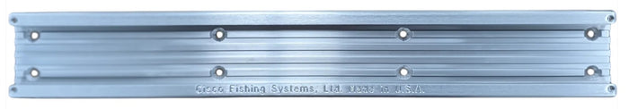 Cisco Sure Stop Track rail made of durable metal with multiple mounting holes, designed for fishing tackle organization and secure rod placement.